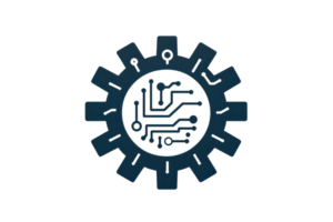 A circular gear design featuring intricate circuit patterns, combining mechanical and electronic elements. png