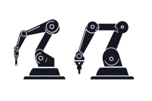 Robotic arms in various positions, showcasing mechanical design and functionality, often used in manufacturing and automation processes. png