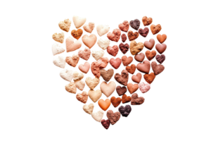 A collection of various heart-shaped objects arranged to form a larger heart. png