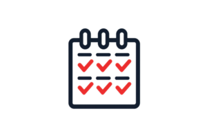 A calendar icon featuring check marks, symbolizing completed tasks or reminders. png