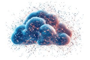 A colorful, abstract cloud resembling networks of data and connectivity. png