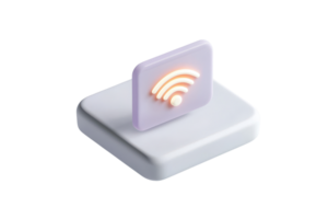 A modern Wi-Fi signal icon displayed on a sleek base, showcasing connectivity and digital communication. png