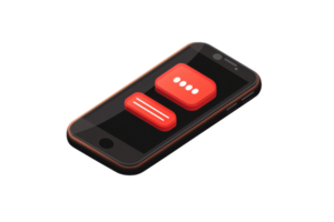 A smartphone displaying message icons with red notification buttons. png