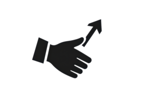 A hand with an upward arrow, symbolizing direction or instruction. png