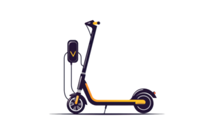 A sleek electric scooter featuring a minimalist design with a vibrant color scheme. png