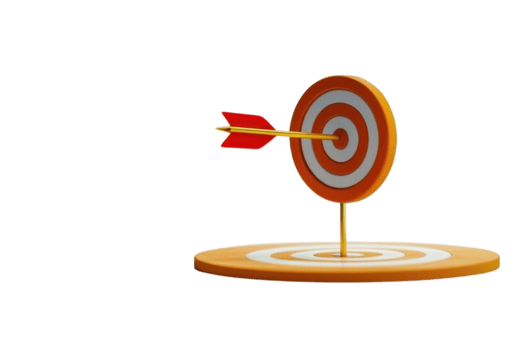 A bullseye with an arrow embedded in it, symbolizing precision and accomplishment. png