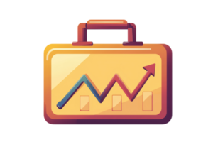 A briefcase featuring a rising graph, symbolizing business growth and financial success. png