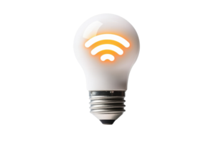 A light bulb with a Wi-Fi symbol, symbolizing smart technology and connectivity. png