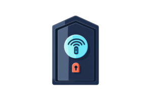 A secure lock icon featuring Wi-Fi signals, symbolizing connectivity and protection. png
