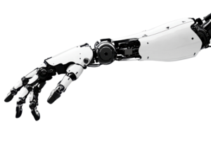 A robotic arm with intricate joint mechanisms and a sleek design, showcasing advanced technology and engineering. png