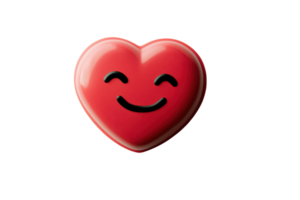A glossy red heart emblem with a smiling face, symbolizing joy and affection. png