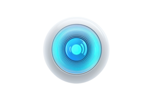 A circular blue light with concentric circles radiating from a central point, enclosed in a white border. png