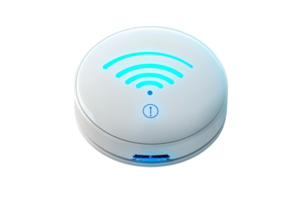 A compact Wi-Fi access point featuring an illuminated signal indicator. png