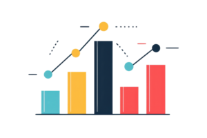 A visual representation of a bar chart showcasing various data points through colored bars and a line graph overlay. png