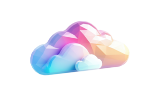 A stylized, colorful cloud formation showcasing a blend of soft gradients and geometric shapes. png
