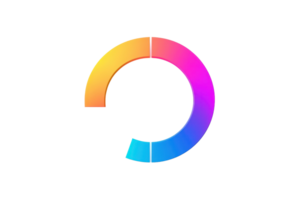 A colorful circular loading animation, featuring gradient colors transitioning between orange, pink, and blue. png