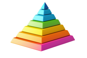 A colorful, layered pyramid structure displaying multiple tiers in varying shades. png