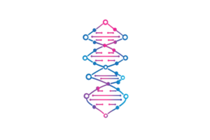 A stylized representation of interconnected nodes and lines in vibrant colors, forming a vertical structure reminiscent of a digital network. png