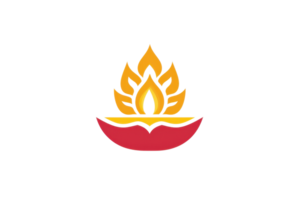 A stylized flame emerges from a lotus flower, symbolizing transformation and enlightenment. png