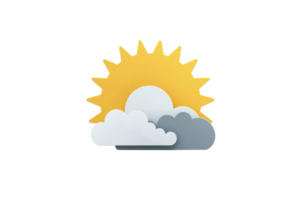 A stylized sun partially hidden by clouds, symbolizing a partly cloudy weather condition. png