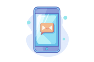 A modern smartphone displaying a message notification with an envelope icon. png