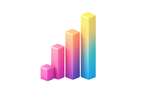 A series of colorful bars arranged in increasing height, representing data or growth statistics. png