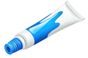 A tube of blue paint with a smooth design and a blue swirl pattern, showcasing a modern and artistic appearance. png