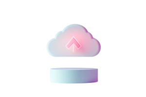 A stylized cloud icon with an upward arrow, symbolizing cloud storage or data upload. png