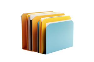 A collection of colorful file folders arranged neatly, showcasing various colors and sizes for organizational purposes. png