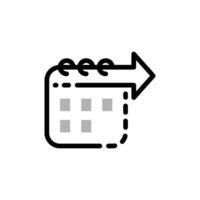 Line icon illustration of a calendar with an arrow, symbolizing long term planning, scheduling, or strategy. for business presentations, project management, goal setting, and time related concepts vector