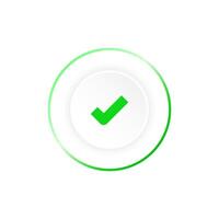 Elegant and modern flat illustration featuring a white circle with green check mark, with smooth gradient. for representing success, completion, or confirmation in ui design, mobile apps, and web vector