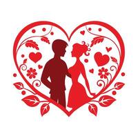 a red heart with a silhouette of a man and woman vector