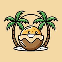 coconut island illustration vector