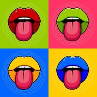 Multicolored background in pop art style. Four segments in pink and green, yellow and blue. vector