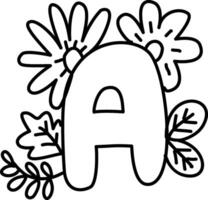 A doodle alphabet with flowers vector
