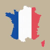 pixel art map of france country with french flag colors vector