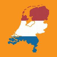 pixel art maps of the netherlands country with the colors of the netherlands flag vector