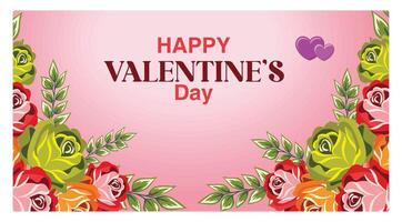 An elegant Happy Valentine's Day greeting card with a colorful rose motif. vector