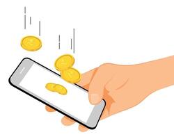Payment transaction being made through a mobile device vector