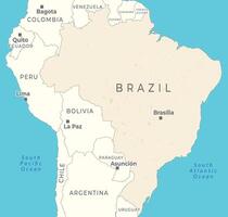 A political map of Brazil showcasing its borders and capitals vector