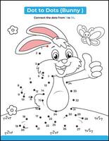 Bunny Dot To Dot worksheet for kids. Connect the dots by numbers, draw the cartoon rabbit. vector