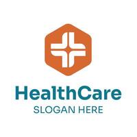 Minimalist Healthcare Logo Design with Hexagon Shape vector