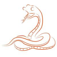 orange outline of a stylized snake symbol of 2025 vector