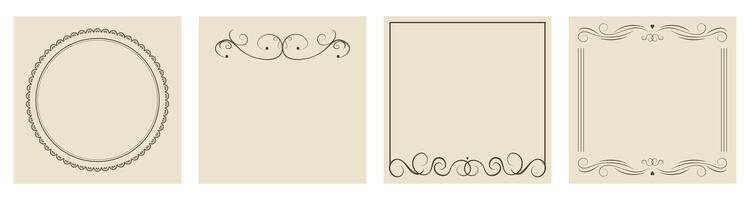 Set of decorative vintage frame or border with copy space and swirls divider. Templates for covers, invitations, menu. layout in retro colors vector