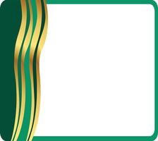 Green and gold ribbon with a square frame vector