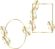 Gold frame with floral pattern vector