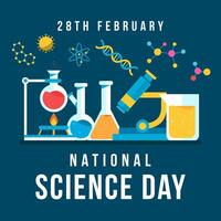 national science day illustration concept design in flat style vector