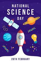 national science day vertical banner illustration in flat style vector