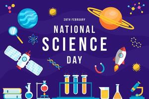 flat design national science day background illustration vector