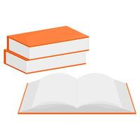 Blank Open Notebook. Stack of Orange Books Element. Blank Notebook Icon. vector
